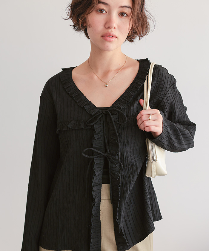 フリルVネックシャツハオリ | titivate