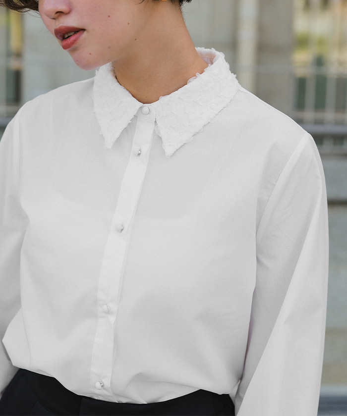 レース襟付デザインシャツ | titivate