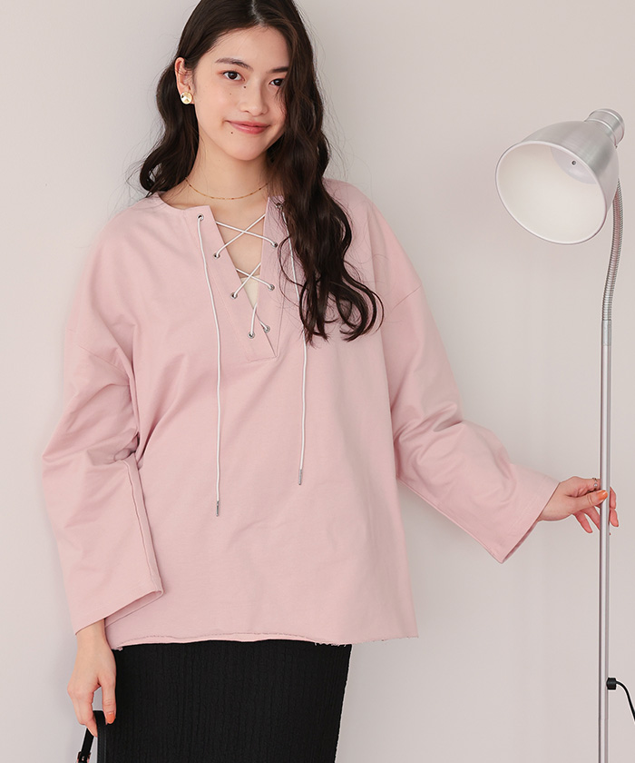 レースアップデザインプルオーバー | titivate