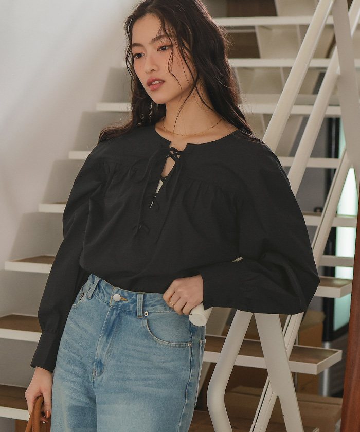 レースアップシャツ | titivate