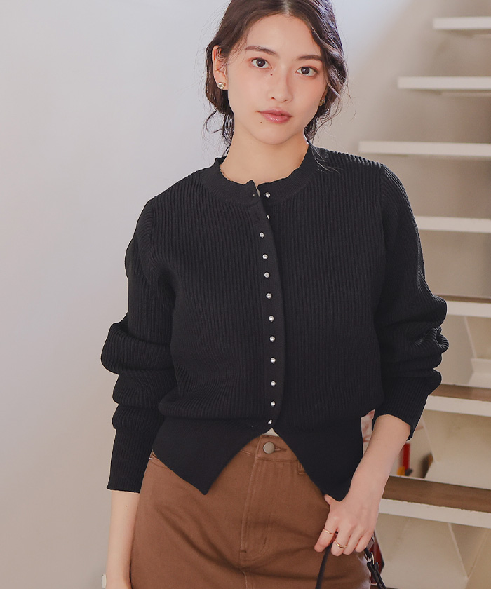 ミニシルバー釦デザインニットカーディガン | titivate