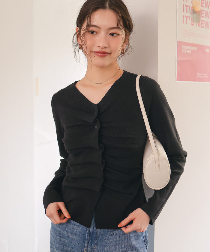 フロントギャザーニットトップス | titivate