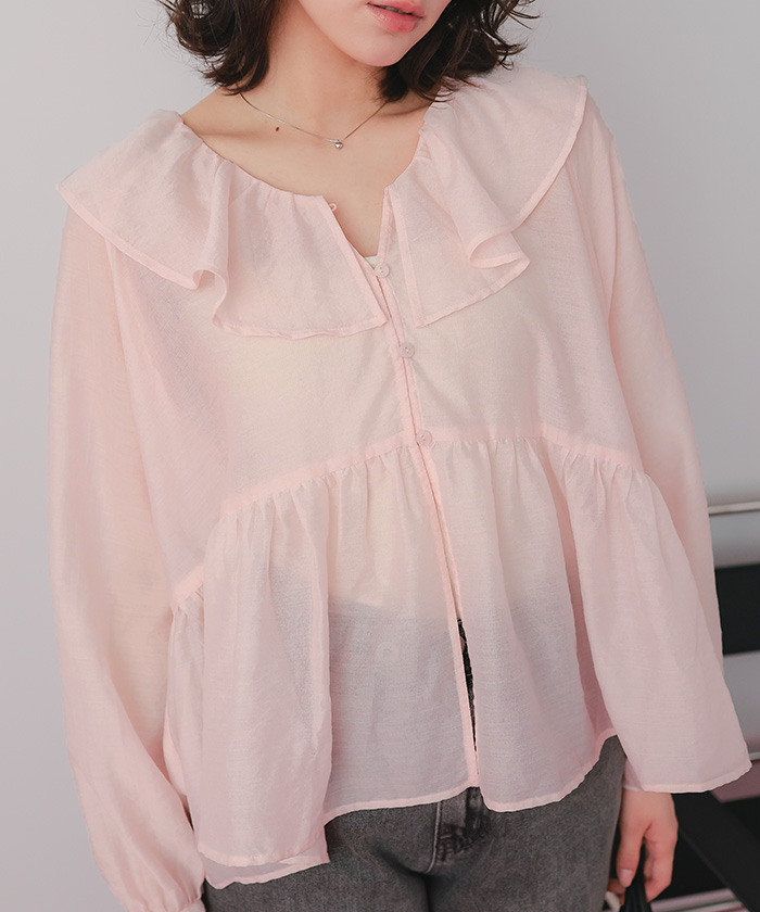 襟フリルシアーブラウス | titivate