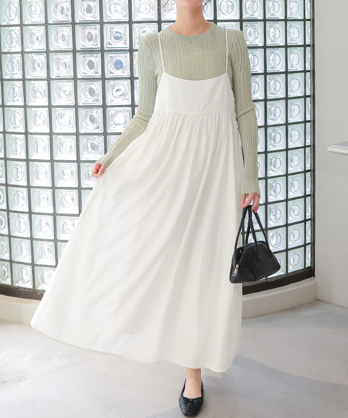 ギャザーボリュームキャミソールワンピース | titivate