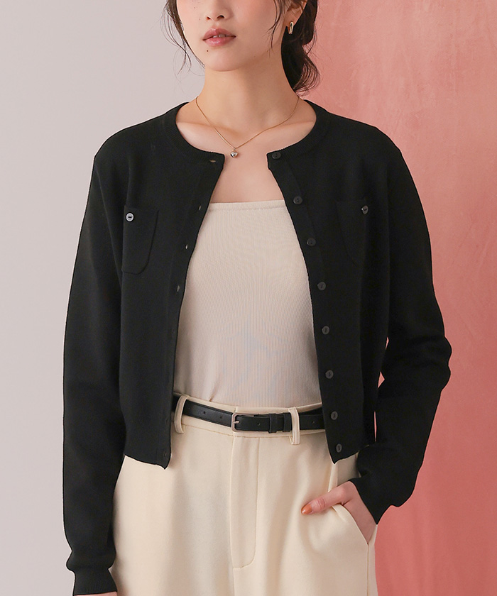 胸ポケットニットカーディガン | titivate