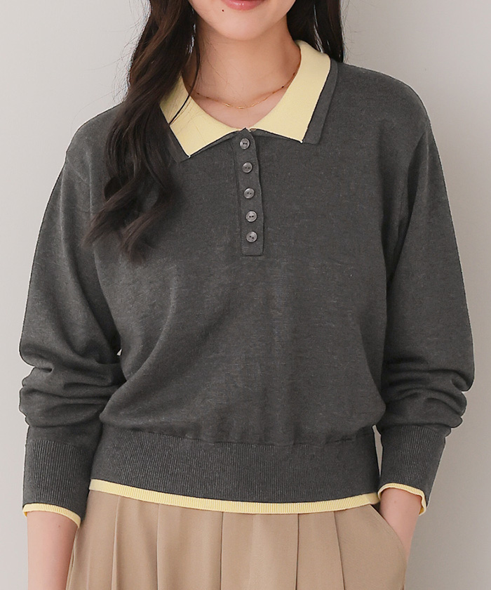 ダブルカラーデザインニット | titivate