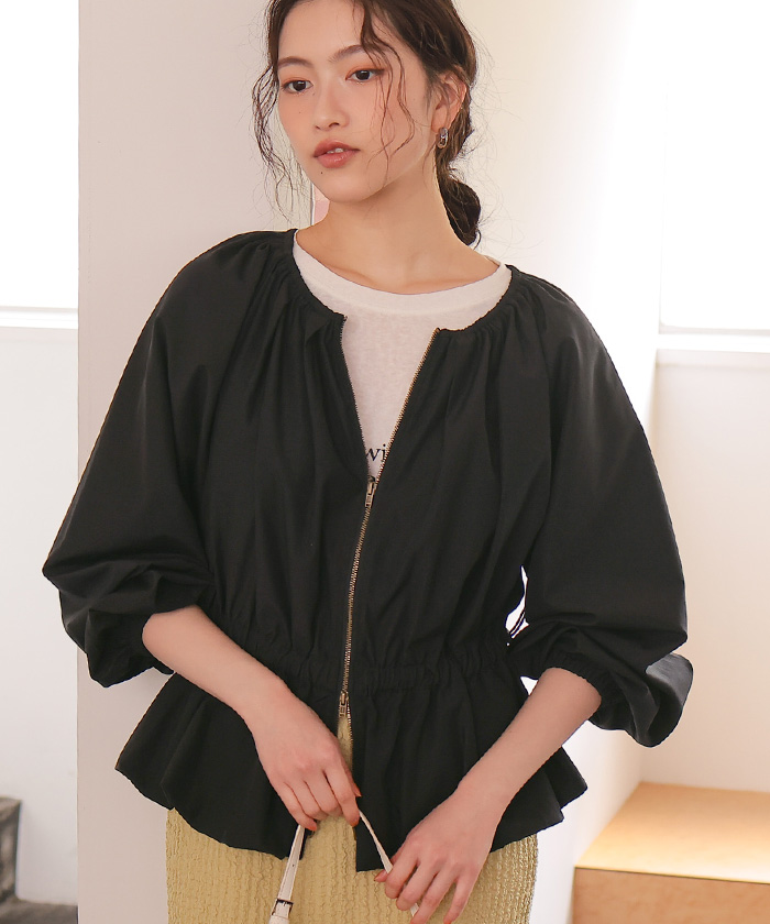 ペプラムギャザーボリュームブルゾン | titivate