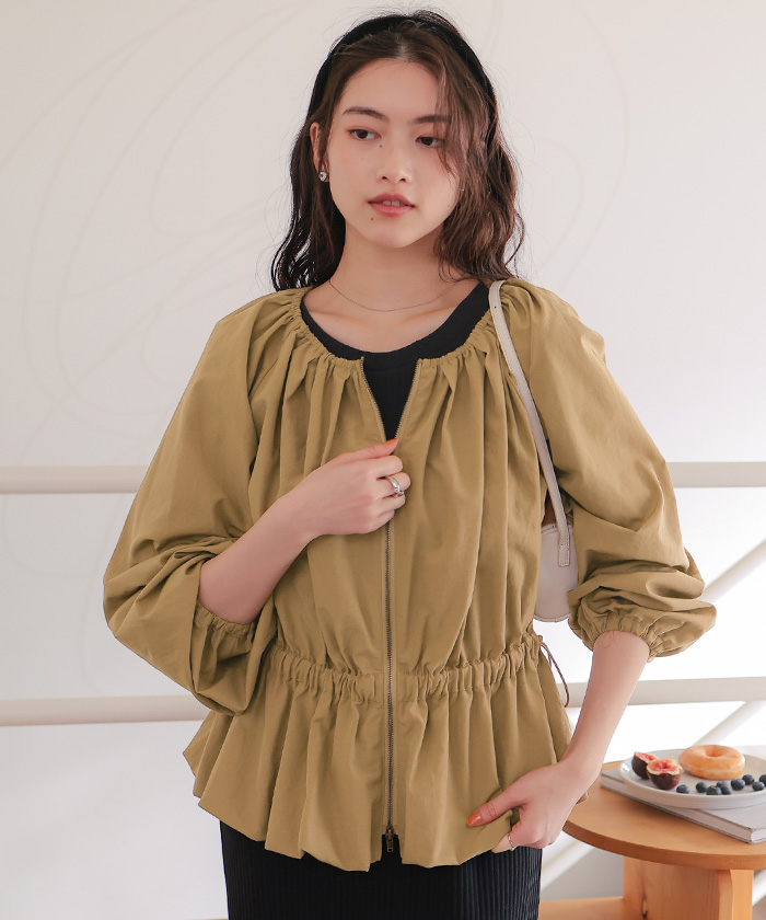 ペプラムギャザーボリュームブルゾン | titivate