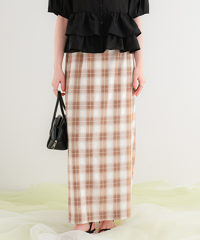 Iラインチェックスカート | titivate