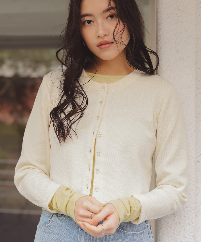 クリア釦UVケアニットカーディガン | titivate