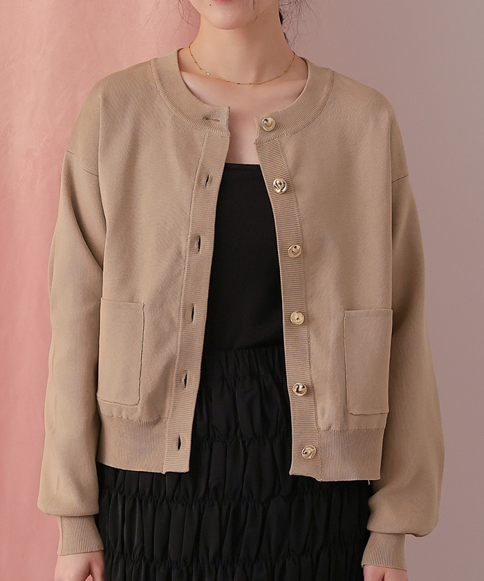デザイン釦ポケットニットカーディガン | titivate