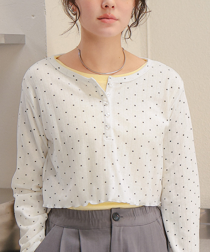 パフスリーブヘンリーネックTOPS NEPS クラシック ワッフル ヘンリーネック Tシャツ N1302 メンズ