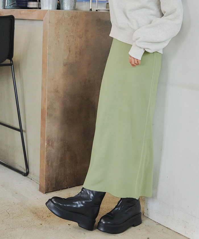 アシメトリーニットタイトスカート(ロング・マキシ丈スカート