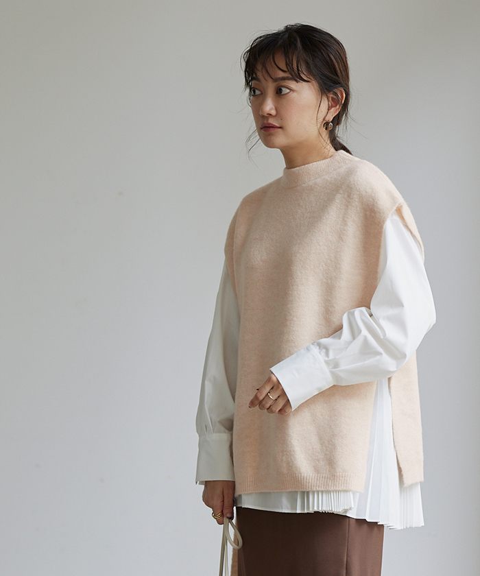 レイヤードセットプリーツブラウス/ニットベスト通販｜レディースファッション・洋服通販｜titivate（ティティベイト）