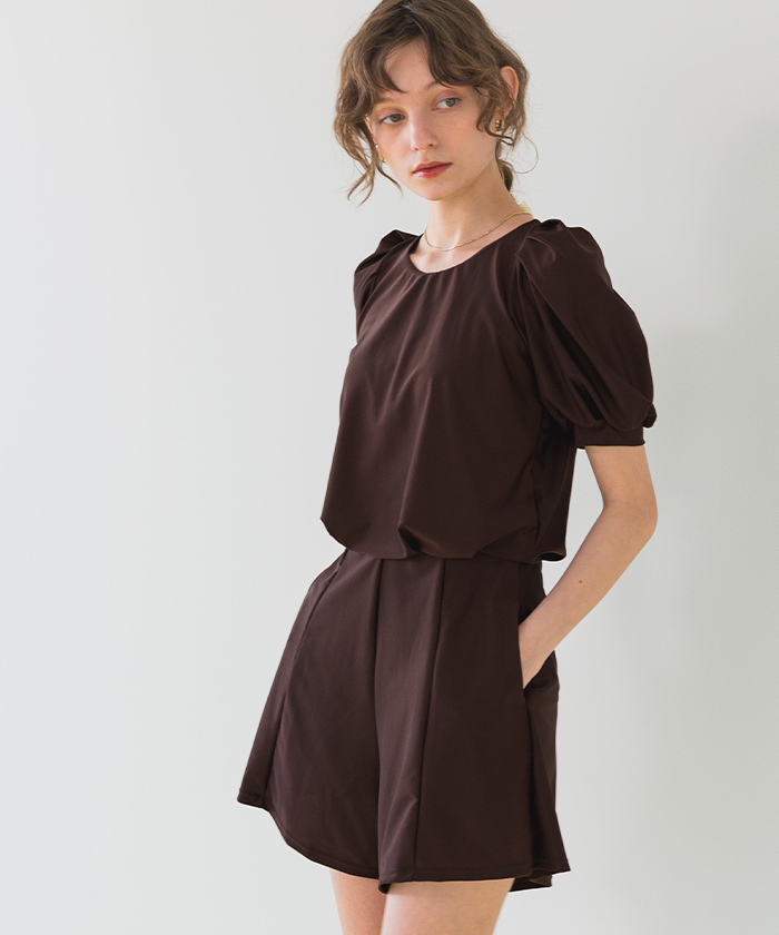 シードレス　バックオープン　水着　ブラック　新品 バックオープンパフスリーブワンピース/水着【SEADRESS