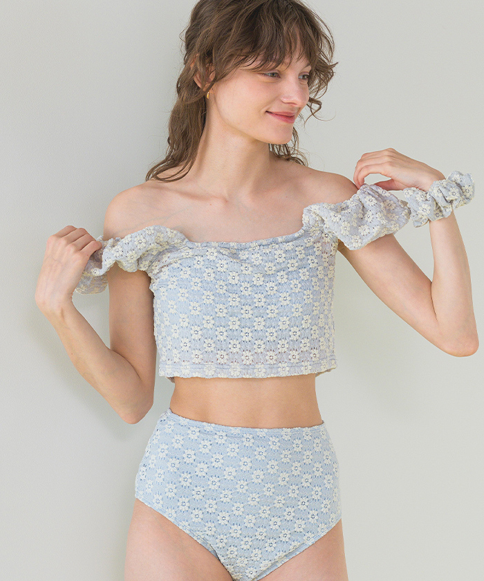 シュシュ付レースオフショルダービキニ/セット水着【SEADRESS