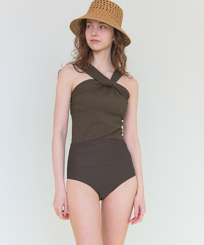 ツイストノースリーブハイウエストビキニ/セット水着【SEADRESS