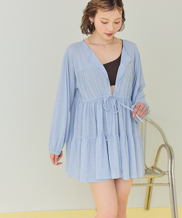 ティアードロングカーディガン/ラッシュガード【SEADRESS シードレス