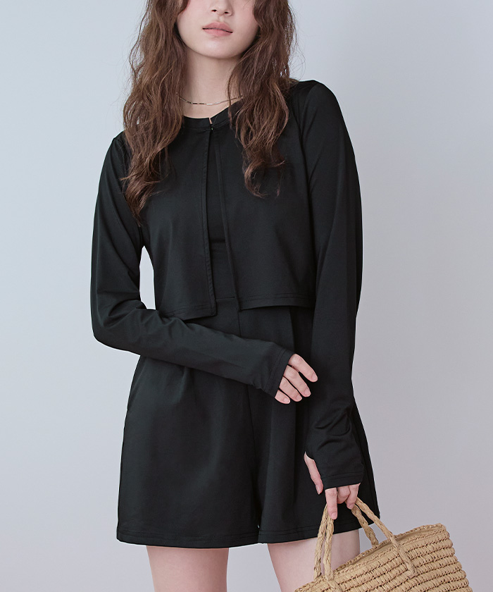 3点セット/前開きトップス付オールインワン/ラッシュガード【SEADRESS