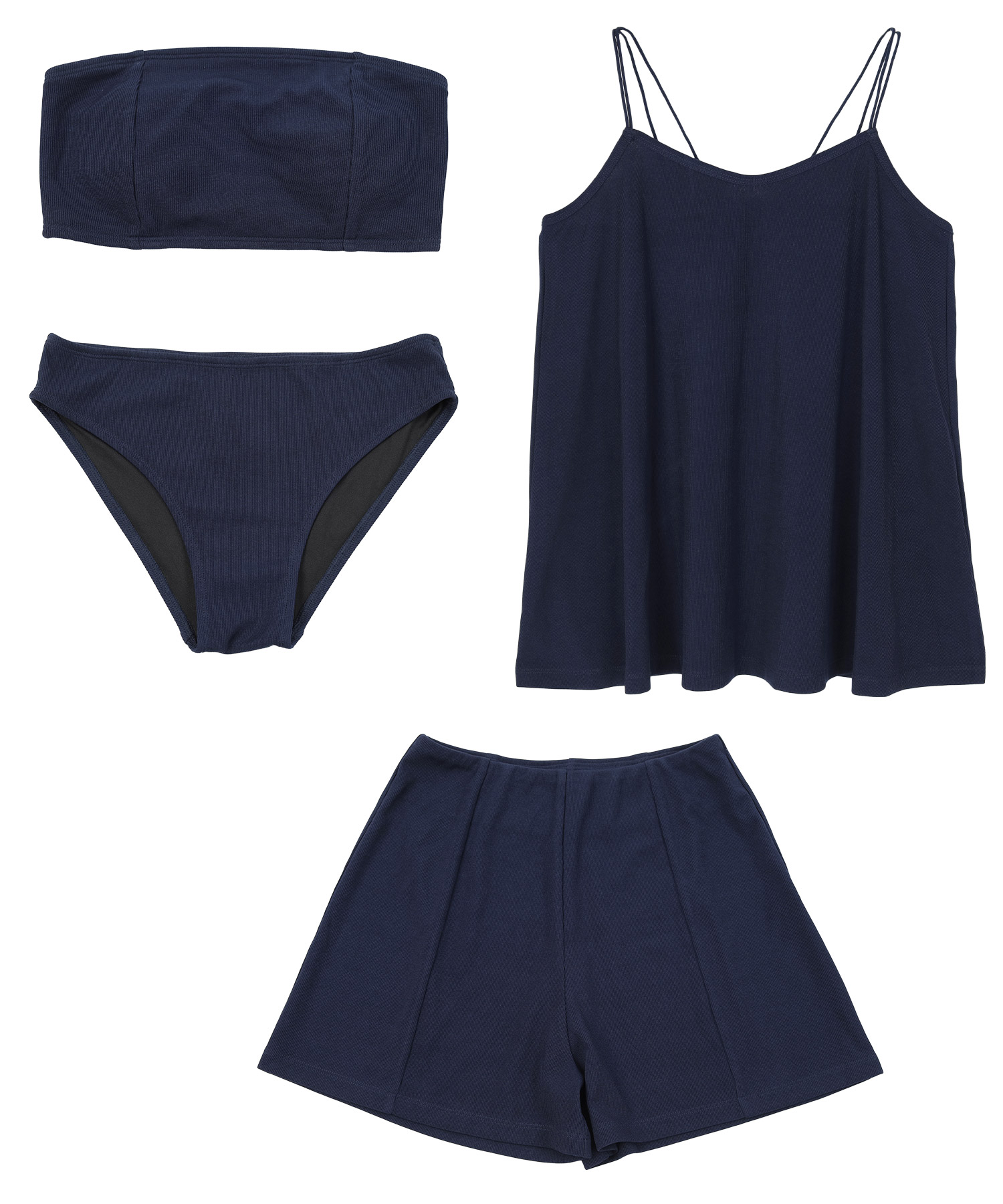 ネイビー水着 ネイビードットハイウエストビキニ・p70422