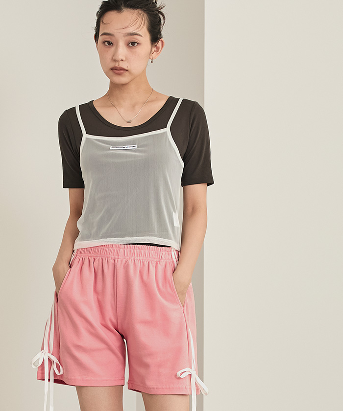 サイドラインリボンショートパンツ【miette ミエット】【メール便可