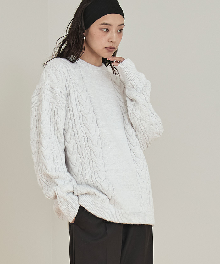 オーバーサイズケーブル編みニット【miette ミエット】 | titivate