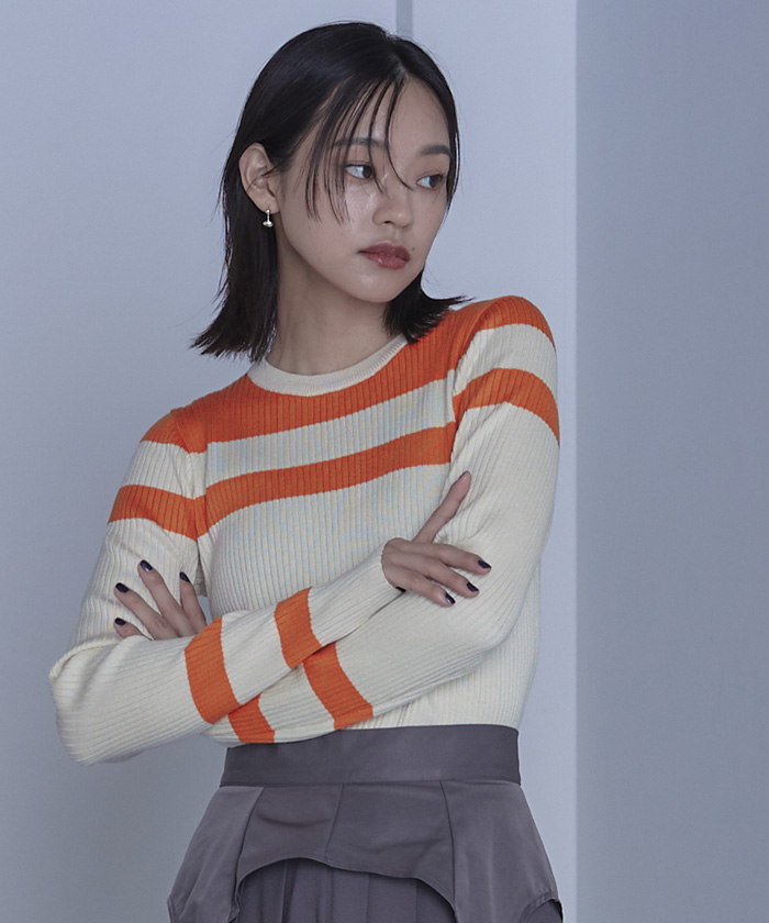 マルチボーダーリブニット【miette ミエット】 | titivate