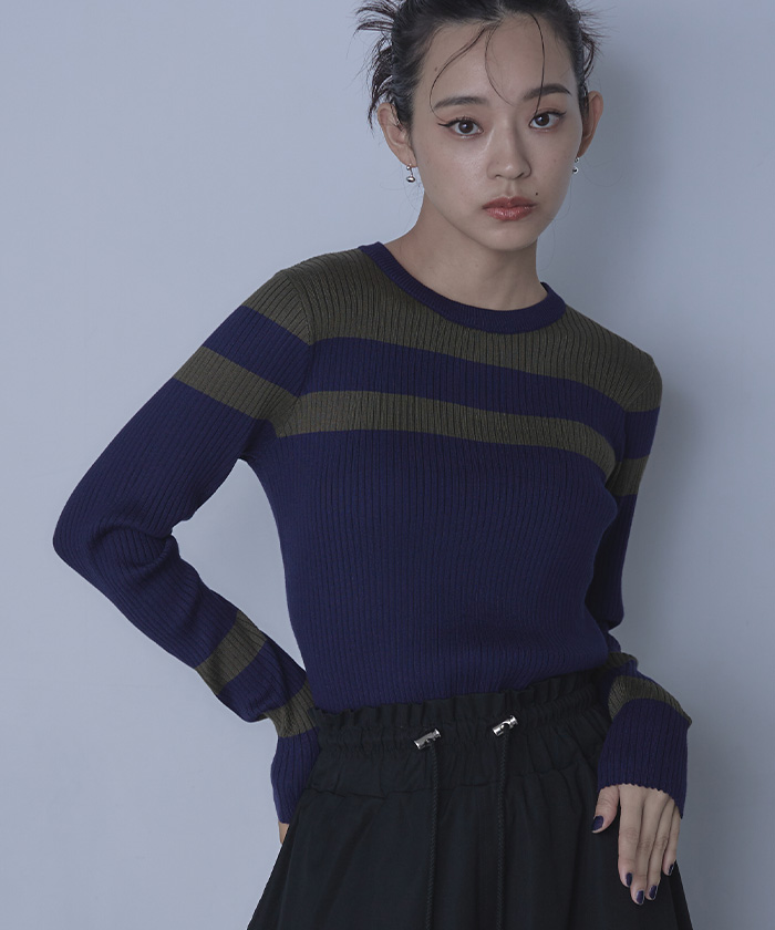 マルチボーダーリブニット【miette ミエット】 | titivate