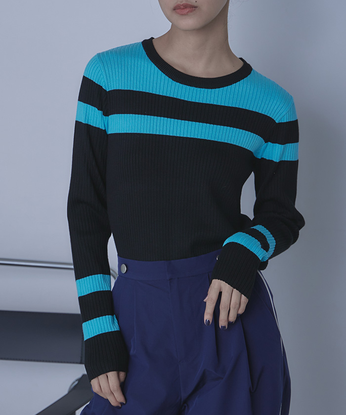 Miette. ページ マルチボーダーリブニット【miette ミエット】 | titivate