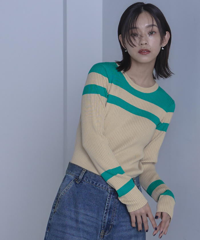 マルチボーダーリブニット【miette ミエット】 | titivate