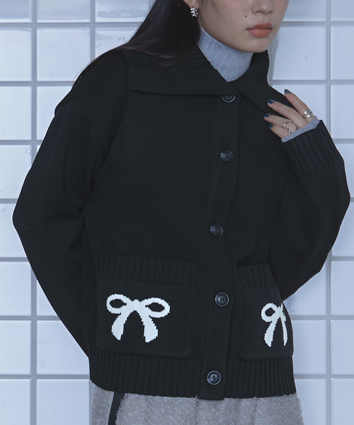 リボンポケットニットカーディガン【miette ミエット】 | titivate