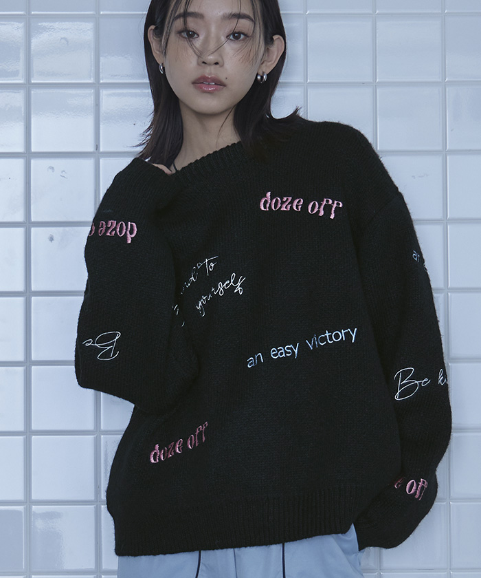 カラフルロゴ刺繍ニット【miette ミエット】 | titivate