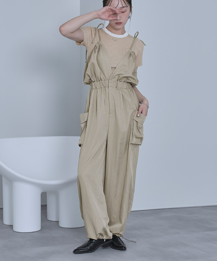  party オールインワン ギャザーパラシュートオールインワン【miette ミエット】 | titivate