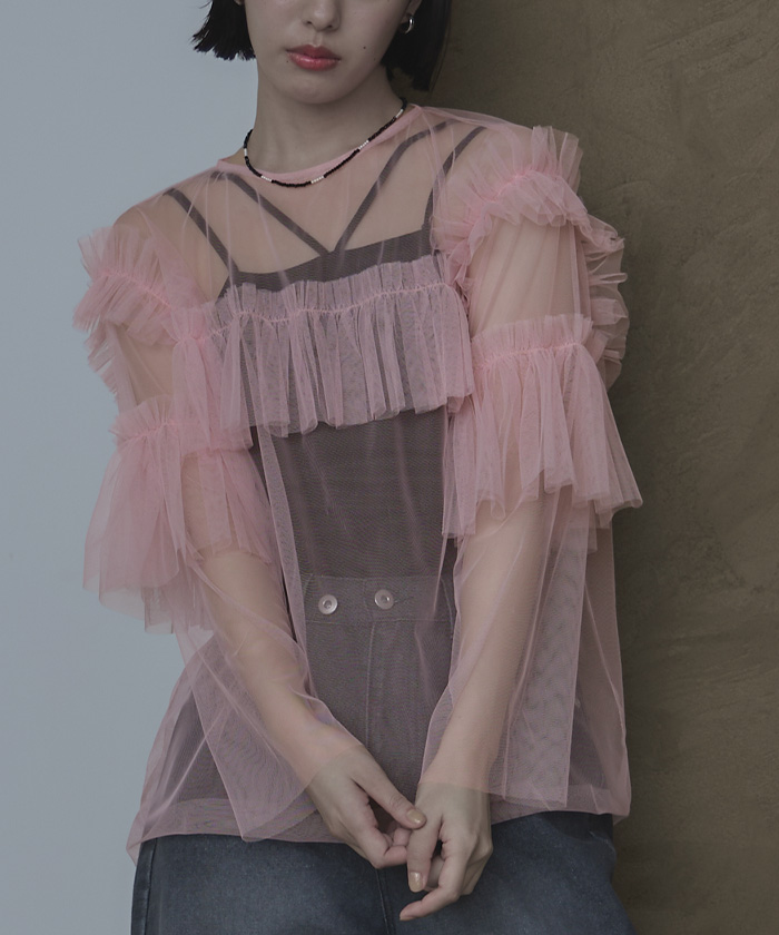 チュールフリルプルオーバー【miette ミエット】【メール便可／25