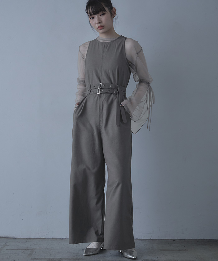 ダブルベルトアメリカンスリーブオールインワン【miette ミエット