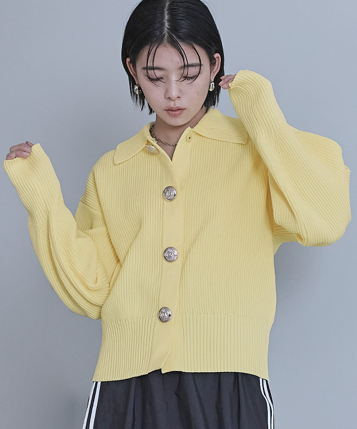 BIGボタン襟付きニットカーディガン【miette ミエット】 | titivate