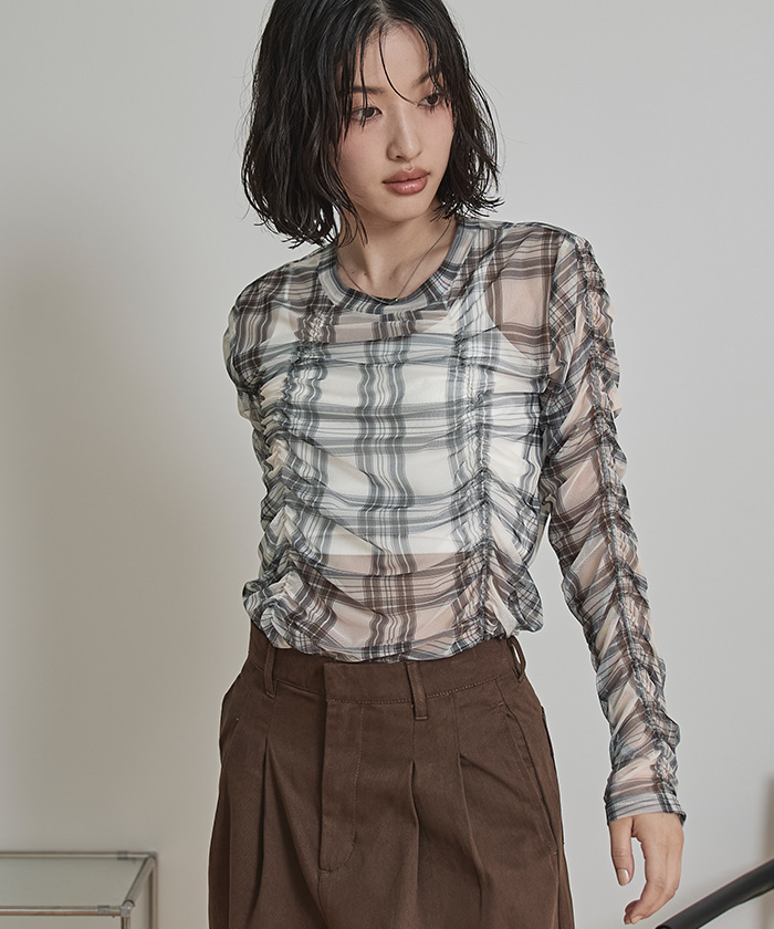 シャーリングシアートップス【miette ミエット】【メール便可／70