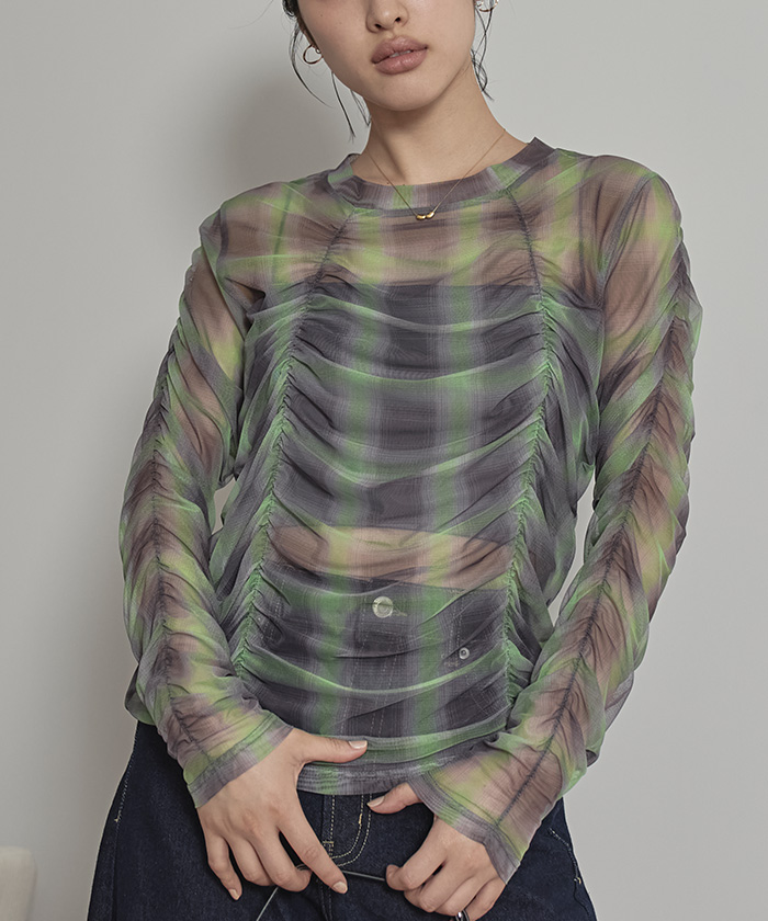 シャーリングシアートップス【miette ミエット】【メール便可／70