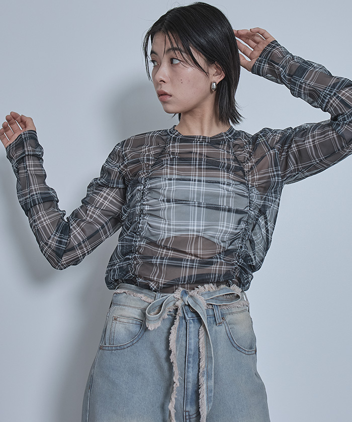 シャーリングシアートップス【miette ミエット】【メール便可／70