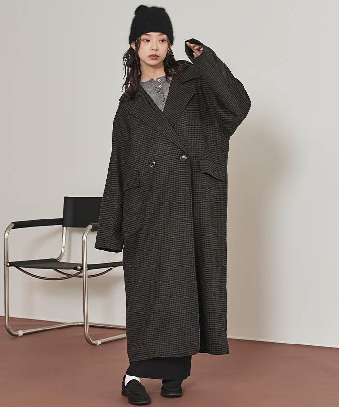 チェックロングチェスターコート【miette ミエット】 | titivate