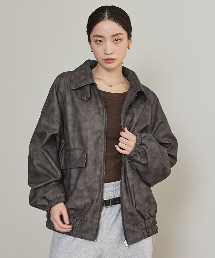 ムラ染めフェイクレザーブルゾン【miette ミエット】 | titivate