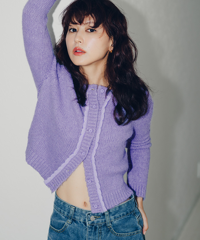 モヘヤタッチフリルニットカーディガン【miette ミエット】 | titivate