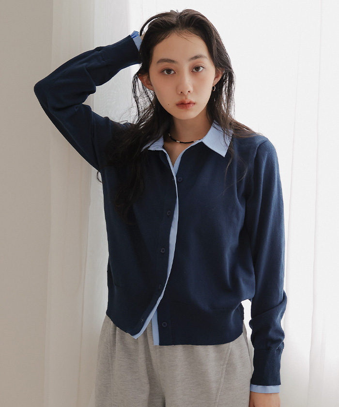 シャツレイヤード風カーディガン【miette ミエット】 | titivate