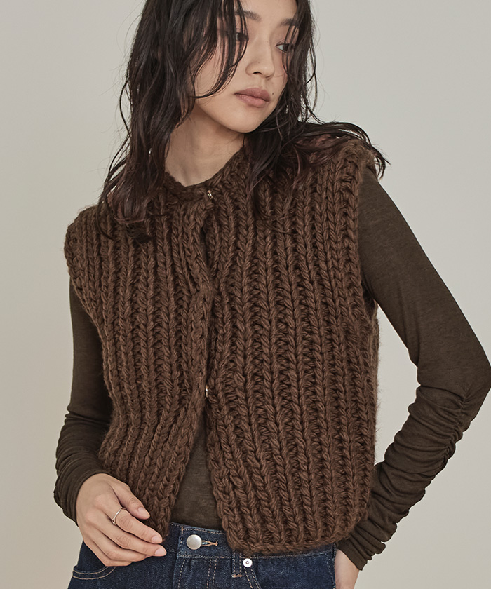 story mfg ニットベスト 日本製】抄繊糸 バイカラーニットベスト（21002501） | MISSEL