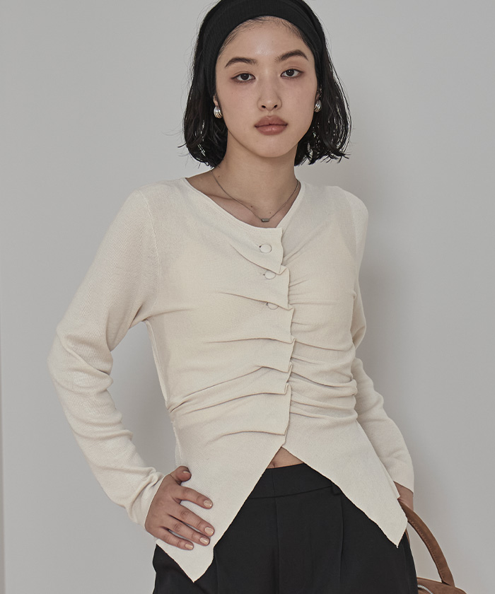 フロントギャザーボタンニット【miette ミエット】 | titivate