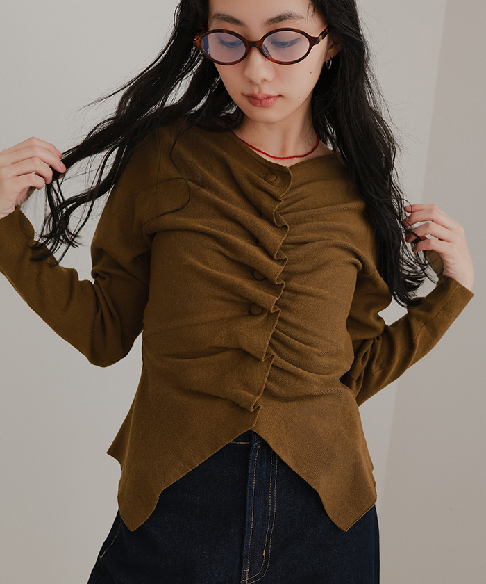 フロントギャザーボタンニット【miette ミエット】 | titivate