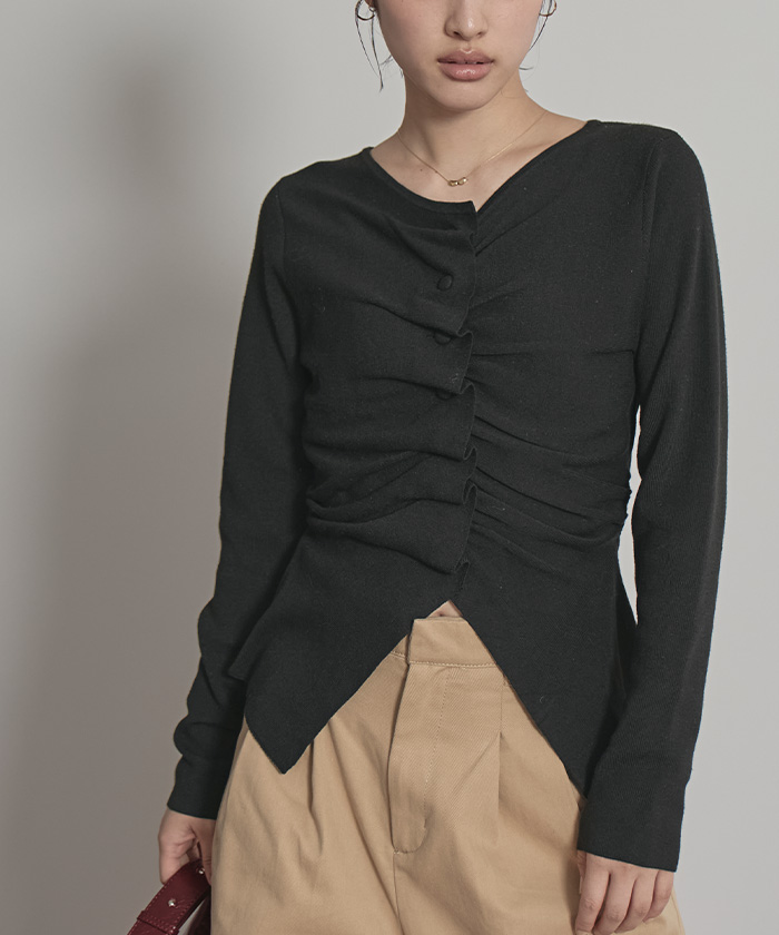 フロントギャザーボタンニット【miette ミエット】 | titivate