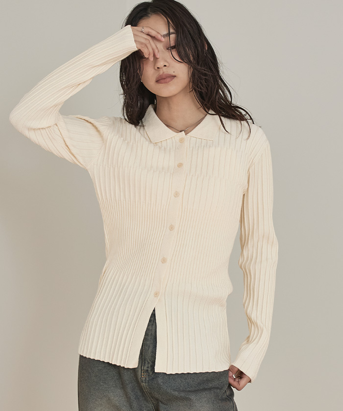 ランダムリブ襟付きニット【miette ミエット】 | titivate