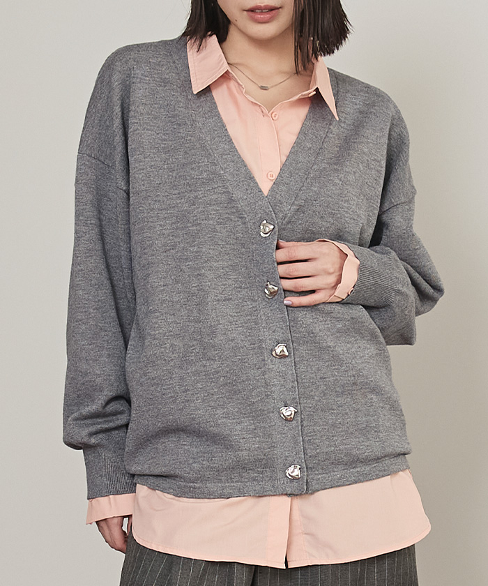 変形ボタンVネックカーディガン【miette ミエット】 | titivate