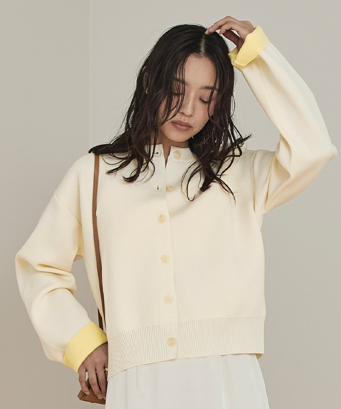 バイカラーデザインニットカーディガン【miette ミエット】 | titivate